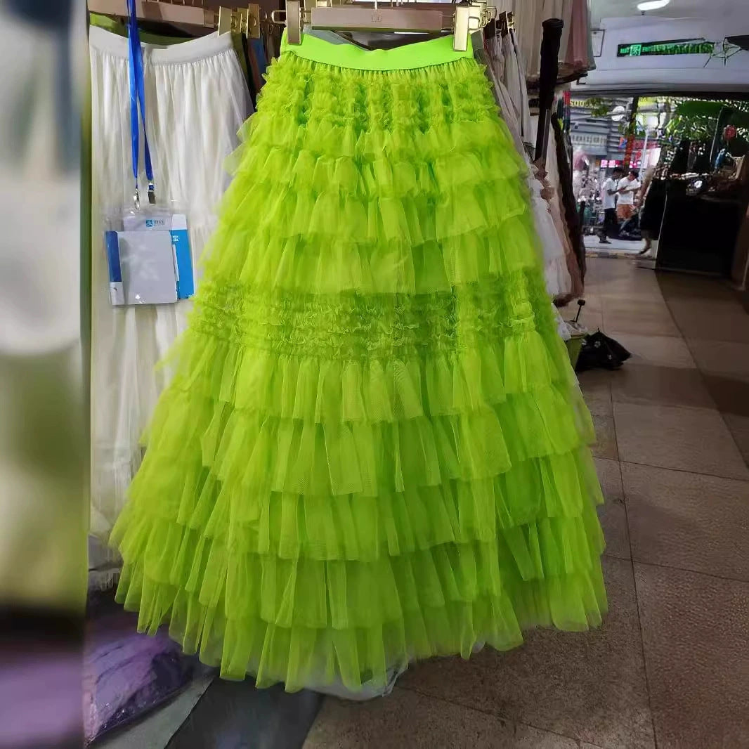 Elegant British A- Line Cake Dress Skirt