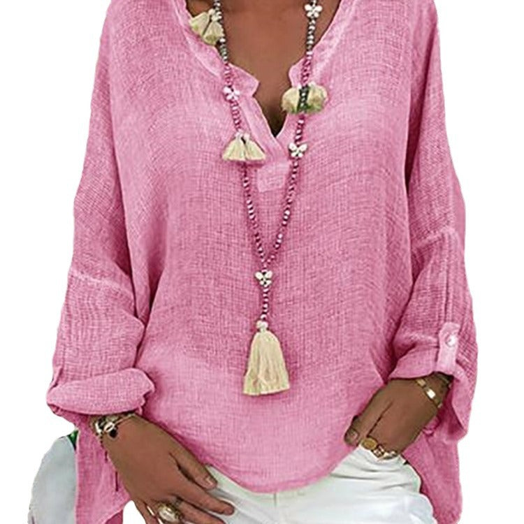 Trendy Creative Attractive Solid Color Long-sleeved Blouse