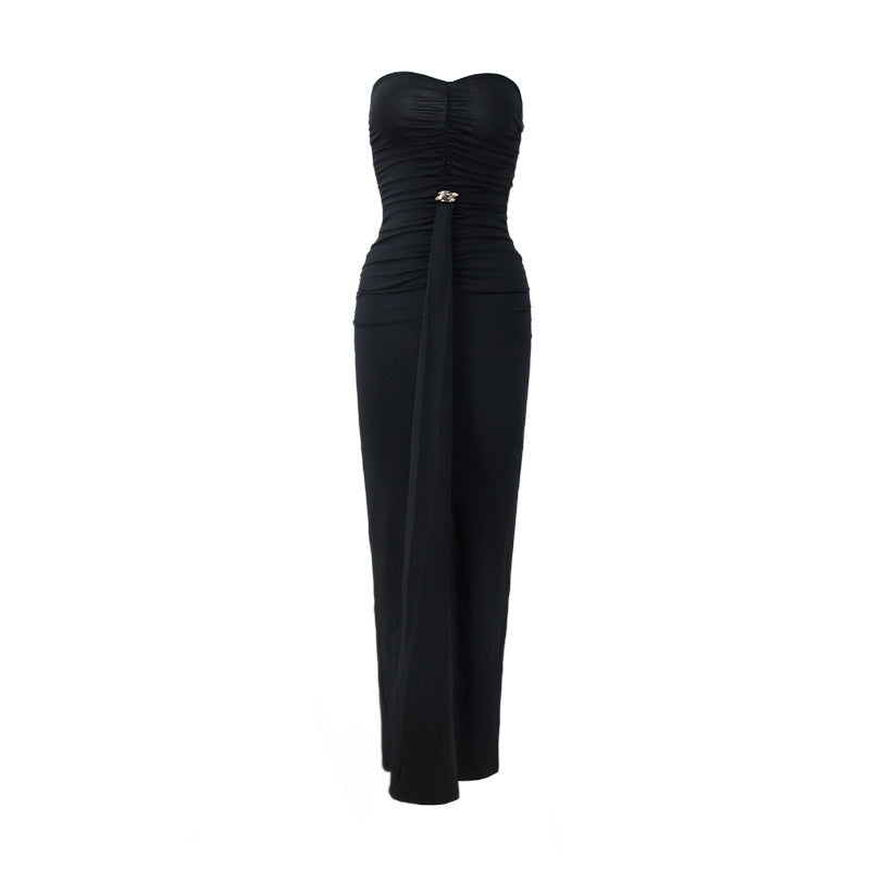 Women's Elegant Pleated Three-dimensional Design High-grade Backless Dress