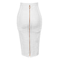 Color Bandage Striped Zipper Double Open Sexy High Waist Skirts