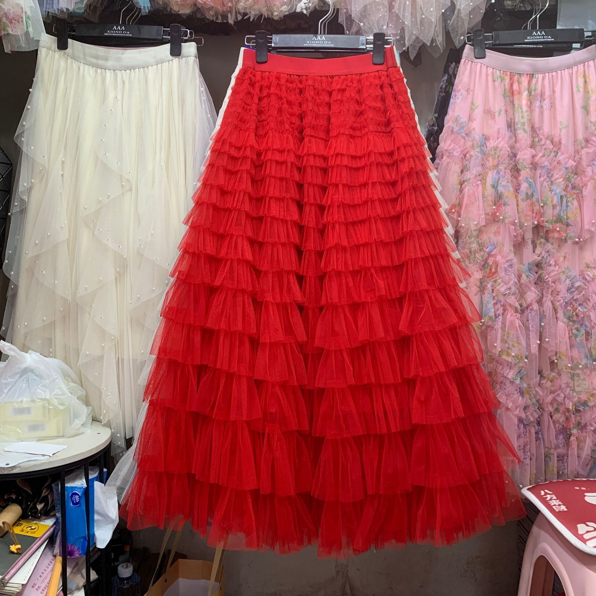 Glamorous Women's Summer Fashion Mesh Tiered Skirt
