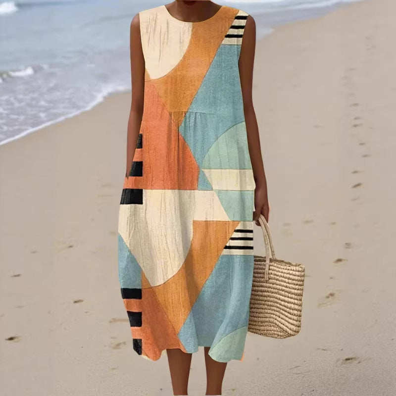 Sleeveless Pleated Large Version Loose-fitting Casual Dress
