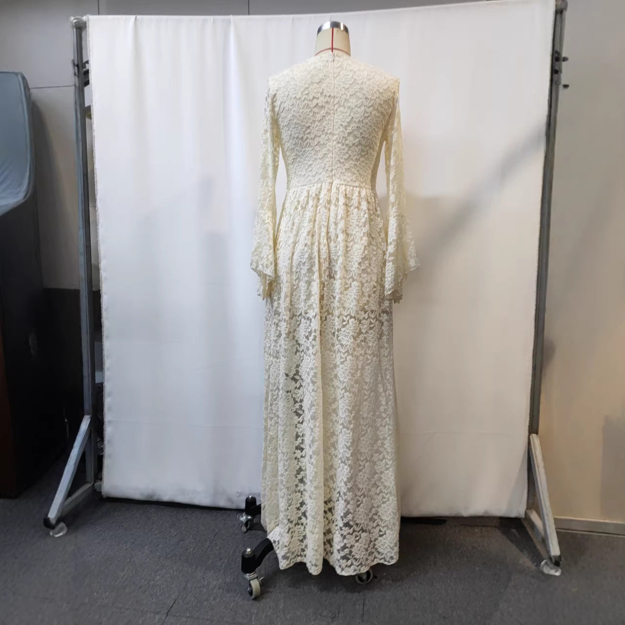European Elegant High Waist Lace Stitching Casual Dress