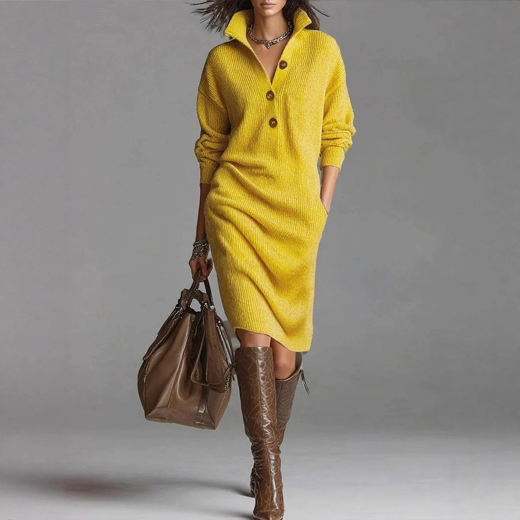 Autumn Casual Button Lapel Loose Straight Knit Skirts