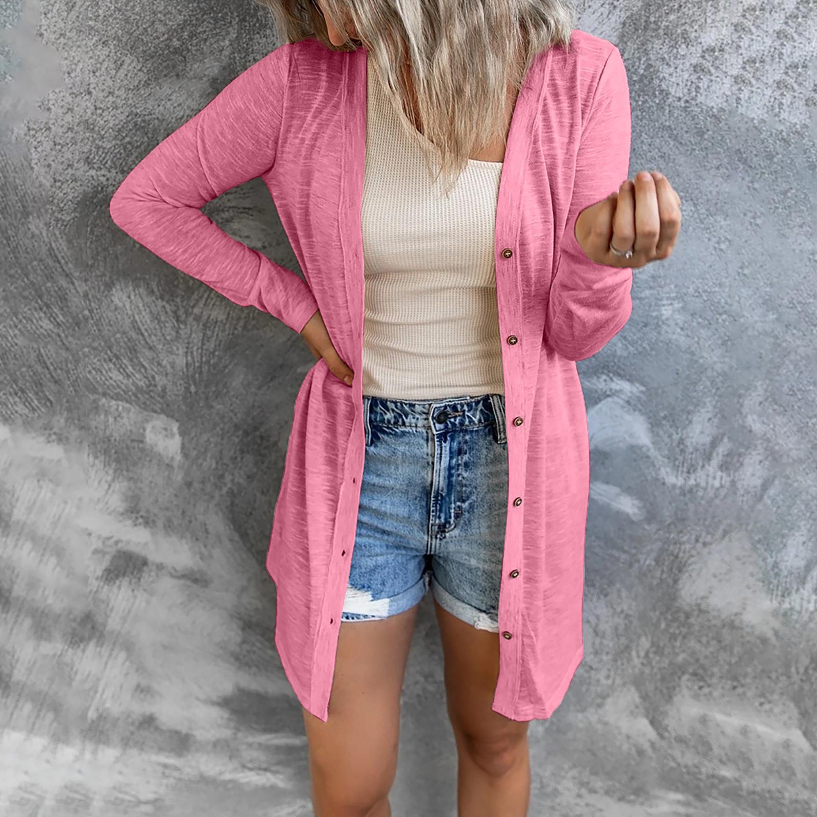 Protection Lightweight Breathable Pure Color Casual Versatile Long Cardigans