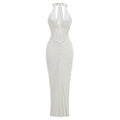 Women's Halter Banquet Sexy Backless Pleated Sheath Dress