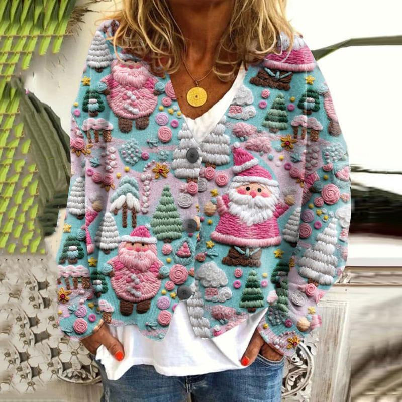 Cool Christmas Abstract Printing Casual Cloak Sweaters