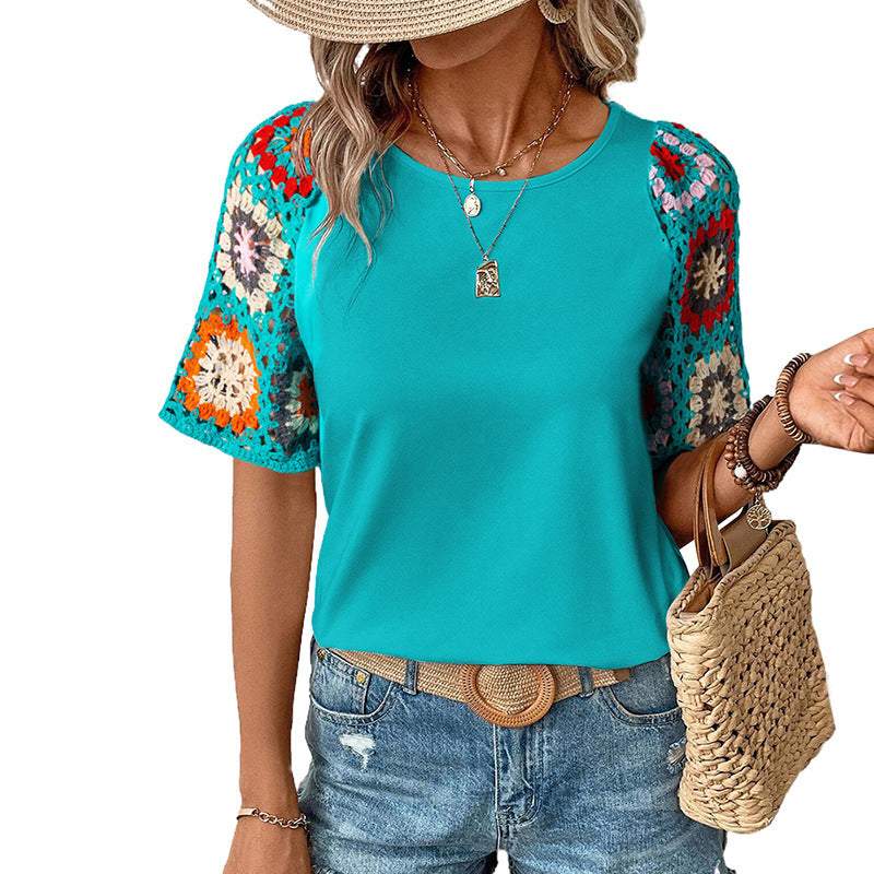 Women's Round Neck Half Sleeve Shirt Casual Women's T-shirt