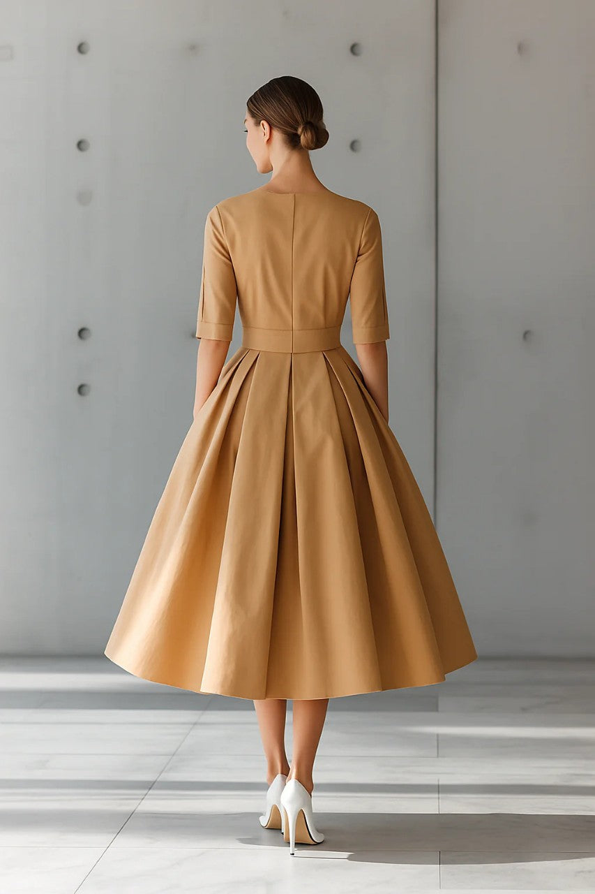 Elegant Personality Design Three-quarter Sleeve Swing Dress