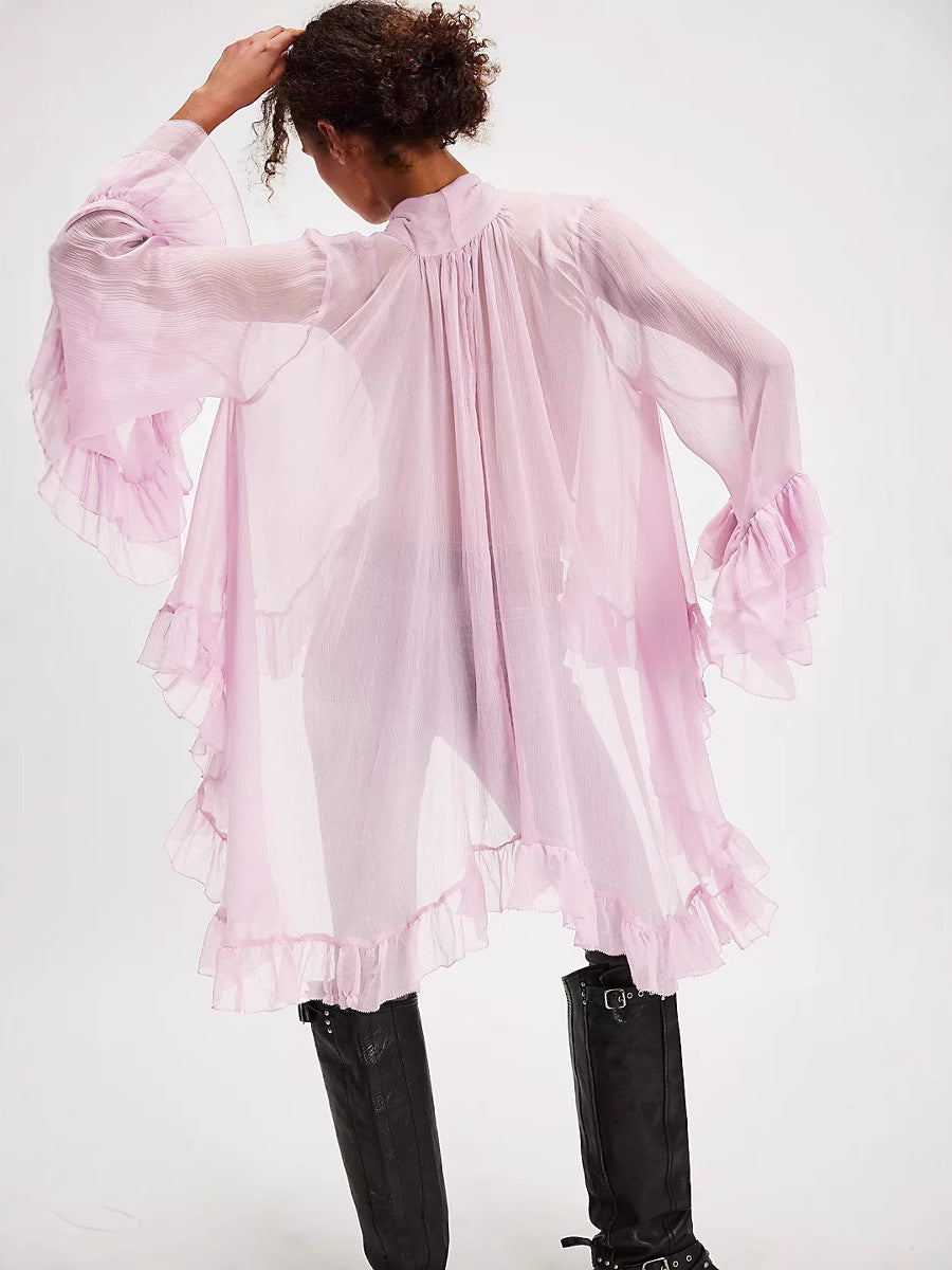 Women's Fashion Sexy Summer Bell Sleeve Design Sense French Style Blouse