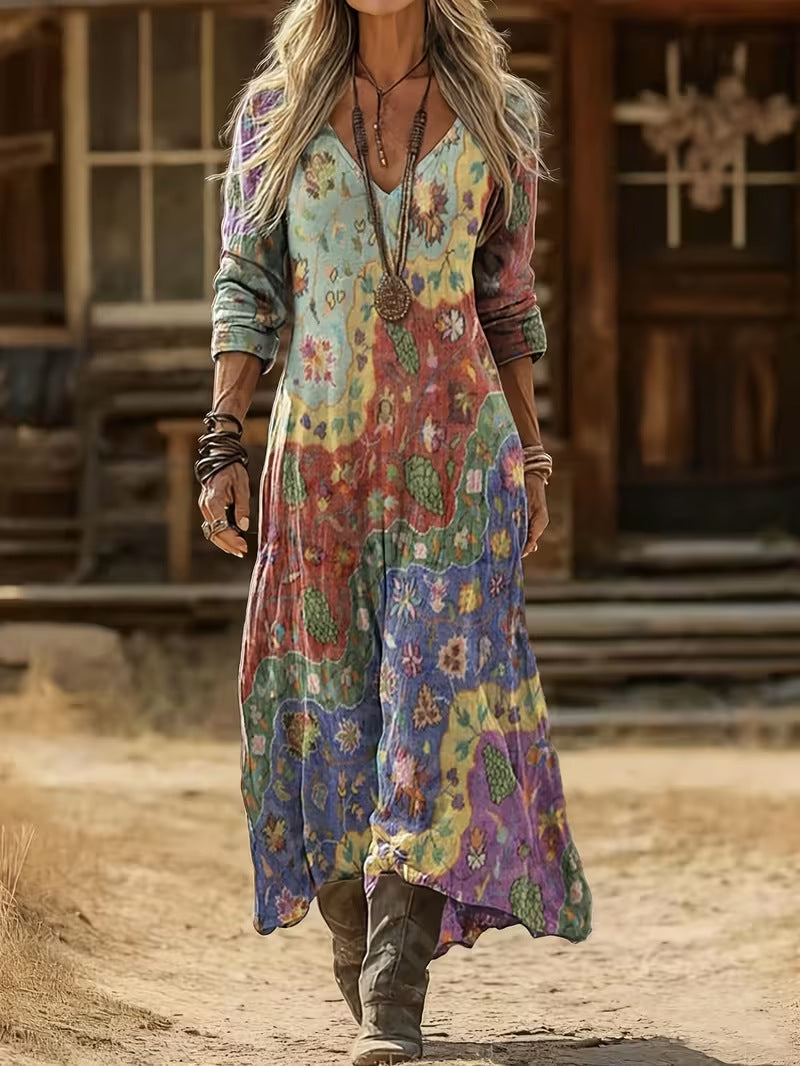 Popular Women's Creative Printed Wear Midi Dress