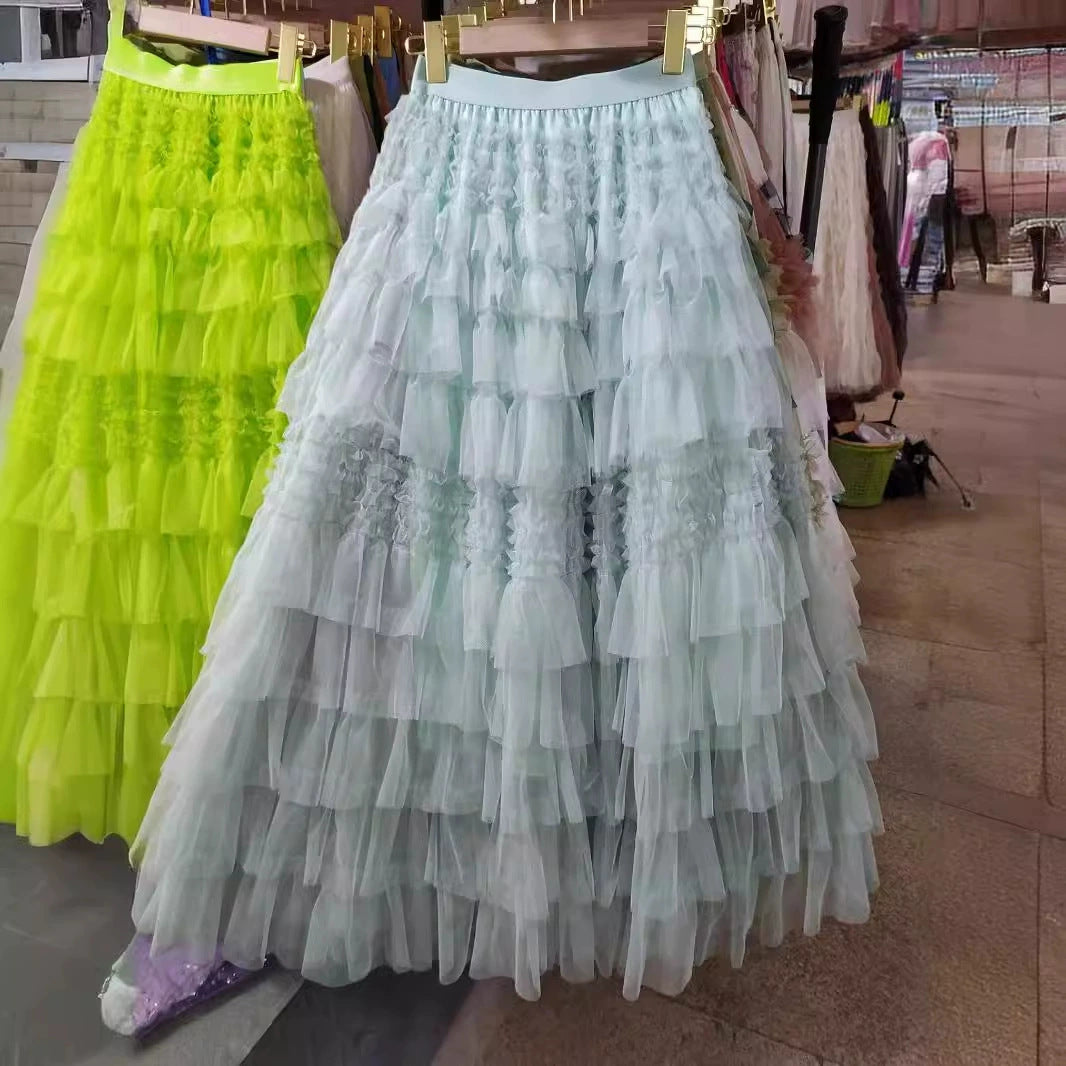 Elegant British A- Line Cake Dress Skirt
