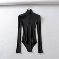 Women's Tight Stretch Turtleneck Long-sleeved Solid Color Thread Slim Bottoming Women's T-shirt