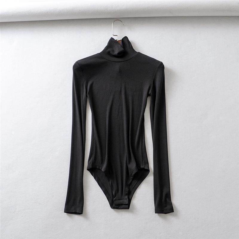 Women's Tight Stretch Turtleneck Long-sleeved Solid Color Thread Slim Bottoming Women's T-shirt