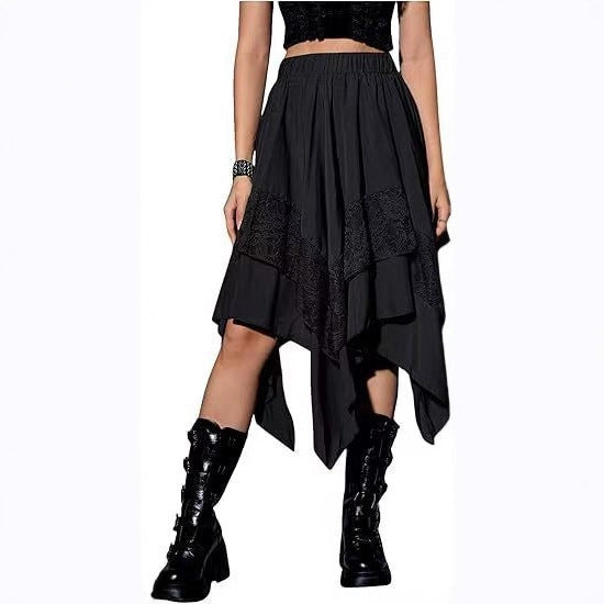 Artistic Retro Lace Stitching Fairy Irregular Skirts