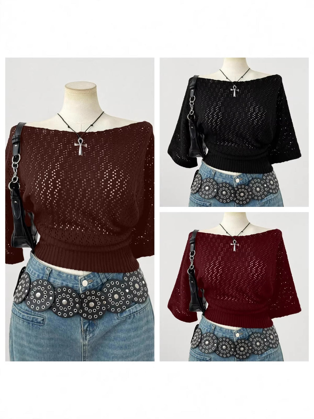 Women's French Style High-grade Hollow Wool Summer Slim Sweaters