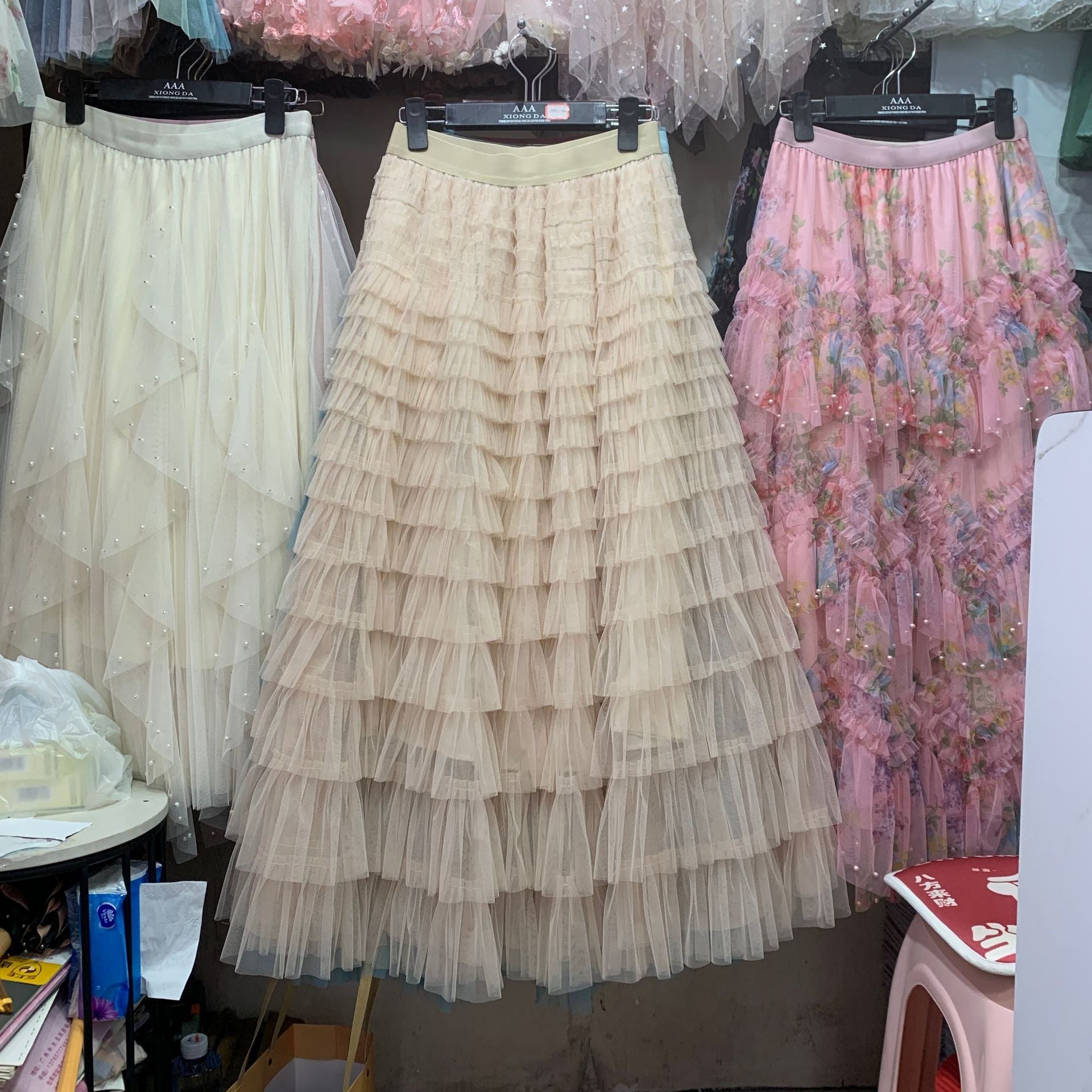 Glamorous Women's Summer Fashion Mesh Tiered Skirt