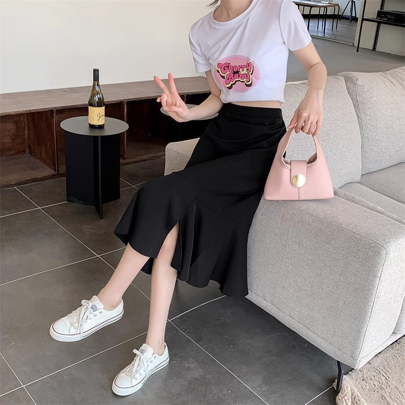 Women's Large Fat Elastic Waist Mid-length Fashion Skirts