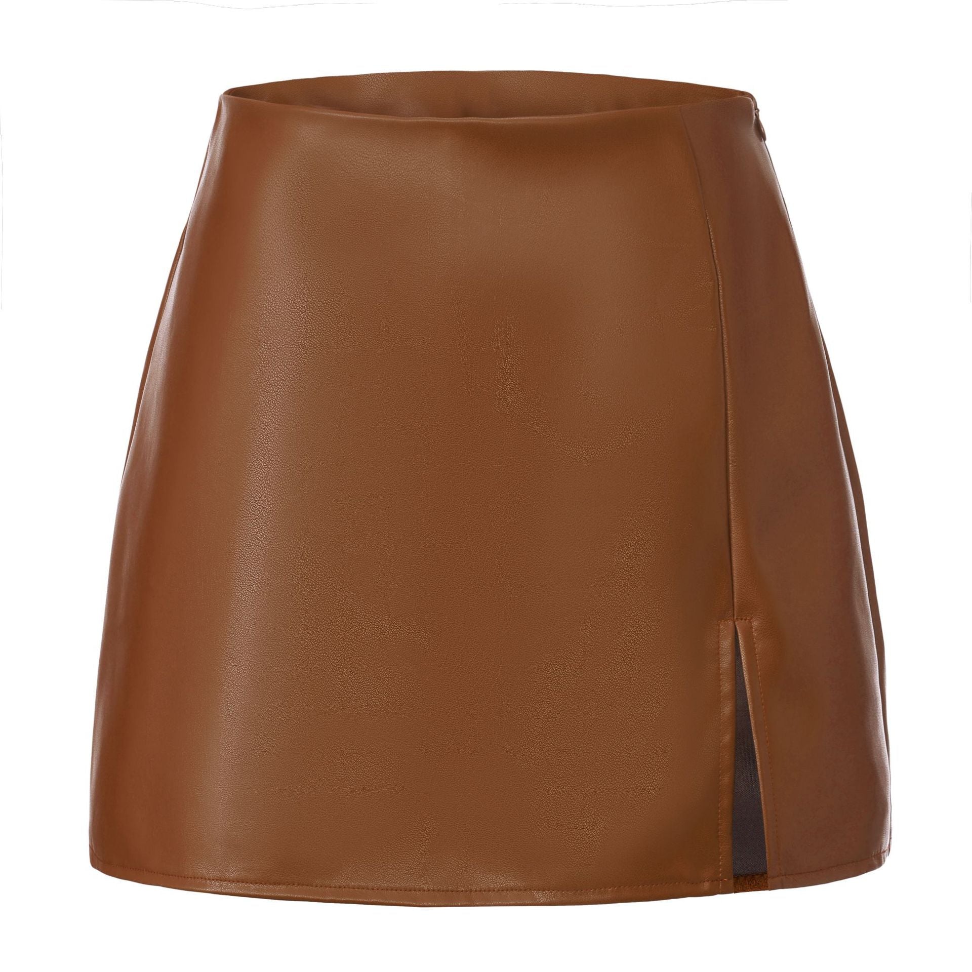 Women's Leather Sexy Front Slit Sheath High Shorts