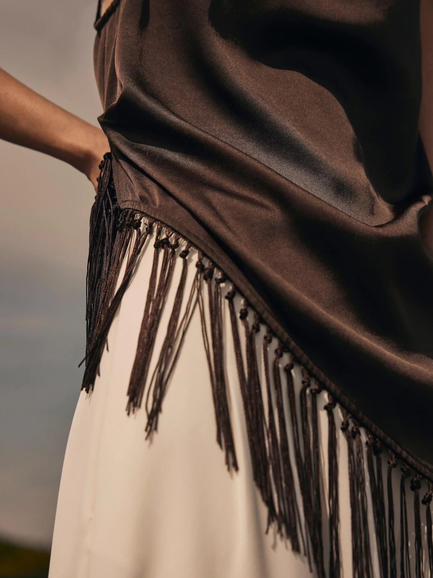 Slouchy Women's Tassel Satin Casual Sleeveless Cardigans