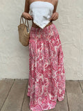 Vacation Style Elastic Waist Long Dress Skirt