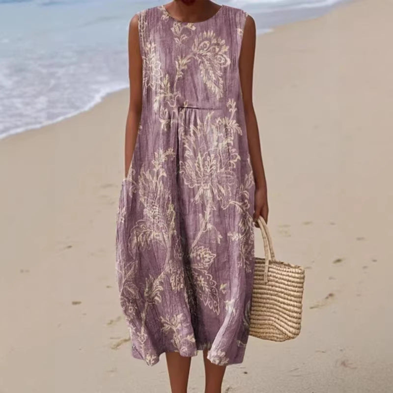 Sleeveless Pleated Large Version Loose-fitting Casual Dress