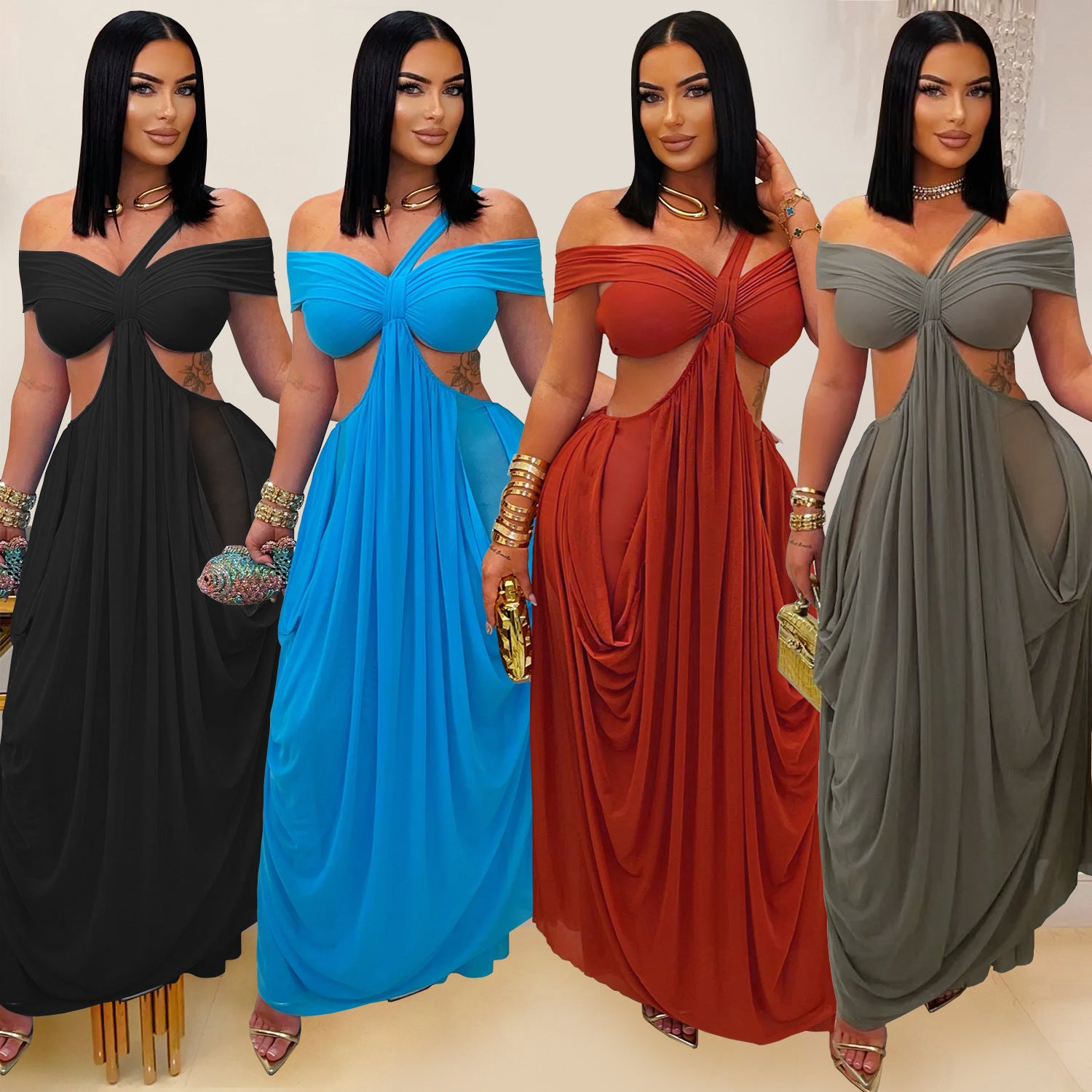 Women's Fashion Wear Sexy Bandeau Mesh Dress