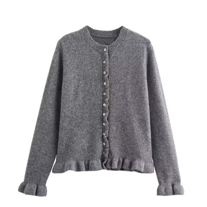 Glamorous Women's French Laminated Decoration Knitted Blouse
