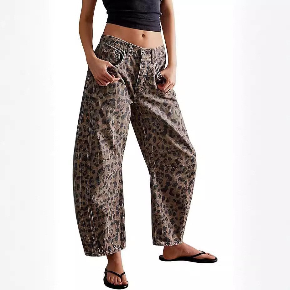 Women's European Loose Washed-out Wide Leg Drape Women's Jeans