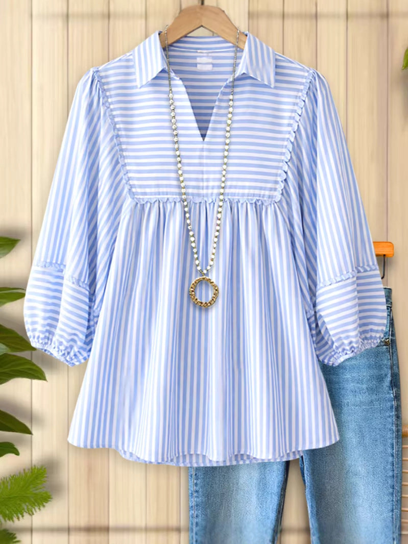 Women's Pullover Long-sleeved Chiffon Shirt For Temperament Blouse