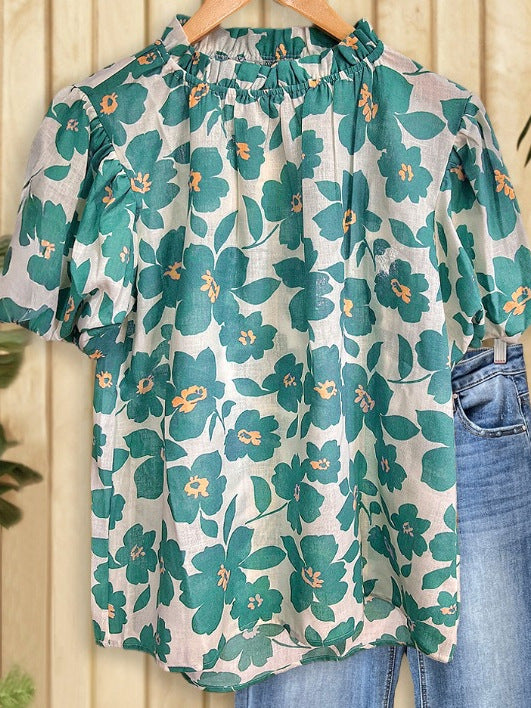 Women's Floral Print Shirt Fashion Commuter Half Sleeve Tops