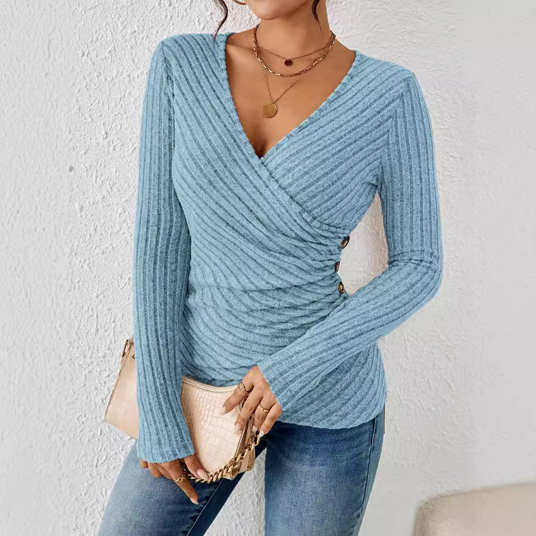 Glamorous Women's Solid Color Casual Long-sleeved Tops