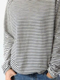 Women's Casual Loose Round Neck Raglan Long Sleeve Striped Printed Women's T-shirt