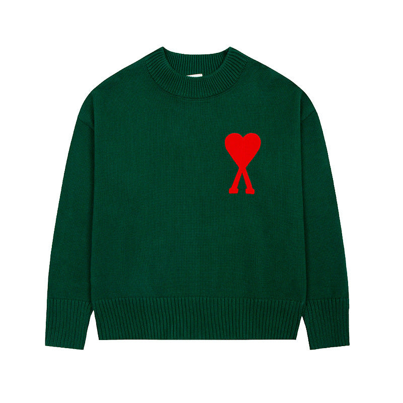Round Neck Small Love Fashion Female Couple Loose Long Women's Sweater