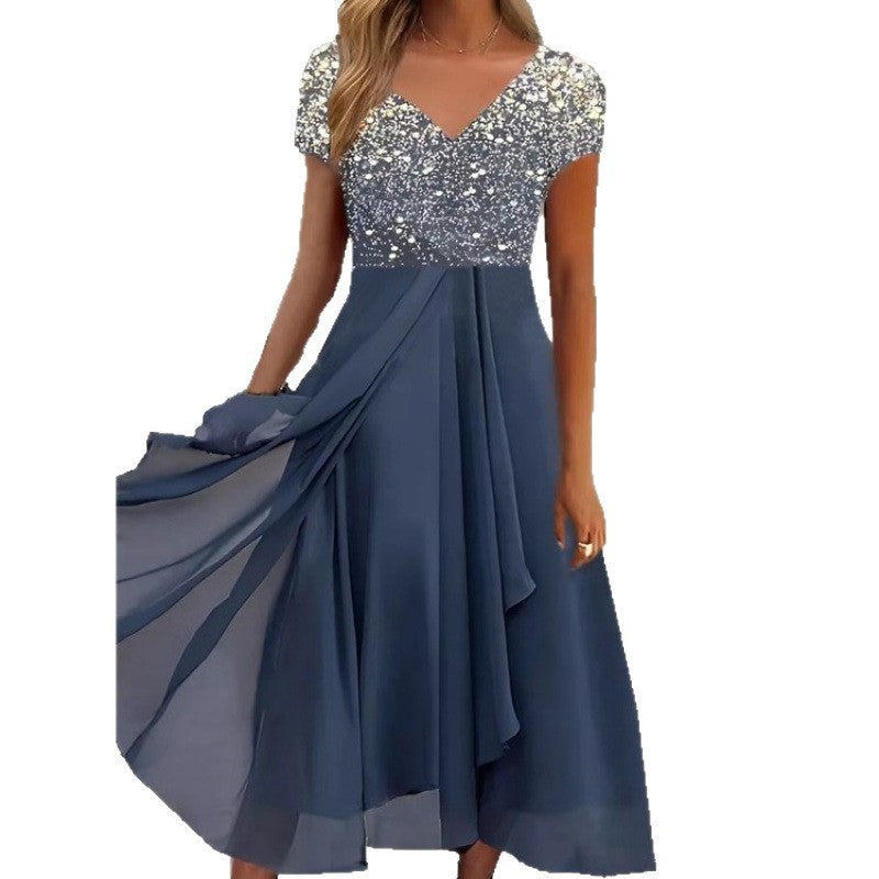 Women's Summer Urban Casual Fashion Chiffon Stitching Dress