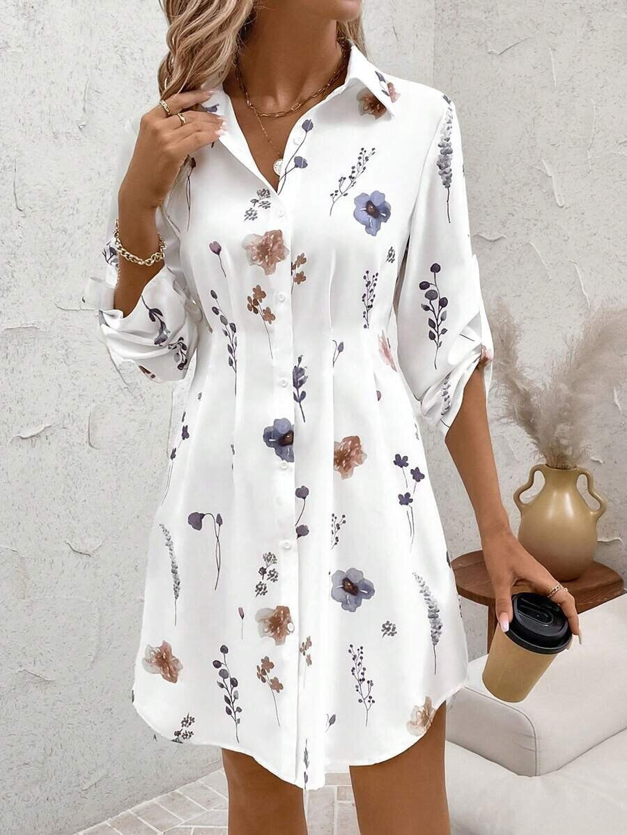 Slouchy Comfortable Women's Floral Pattern Long-sleeved Blouses