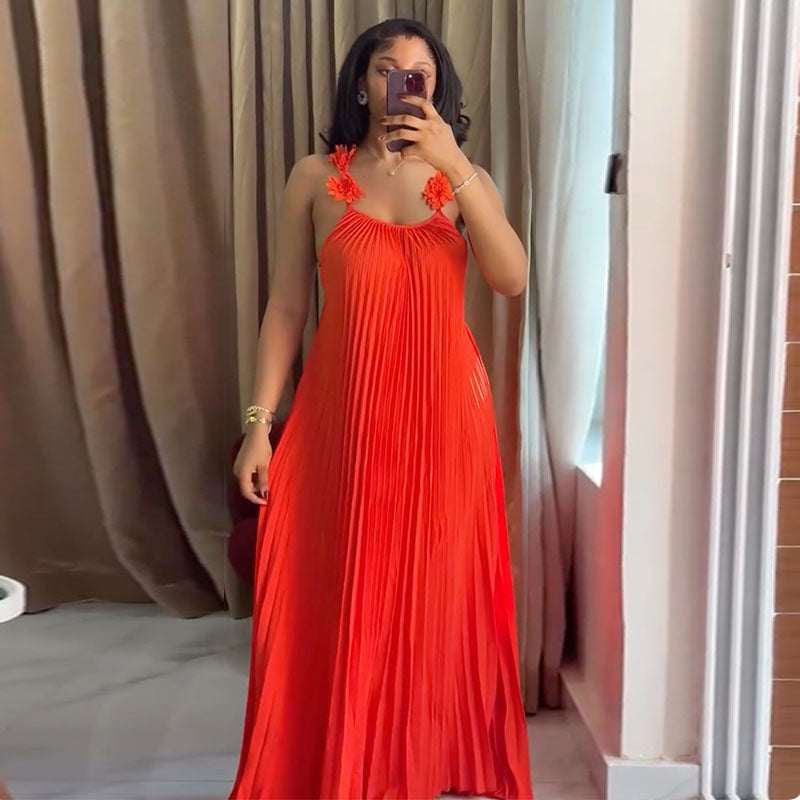 Women's Spring Sweet Fresh Sling Backless Pleated Skirts