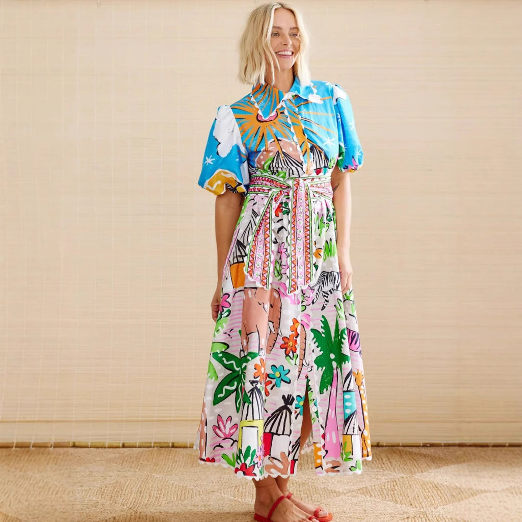 Creative Linen Personality Printed Shirt Collar Cardigans
