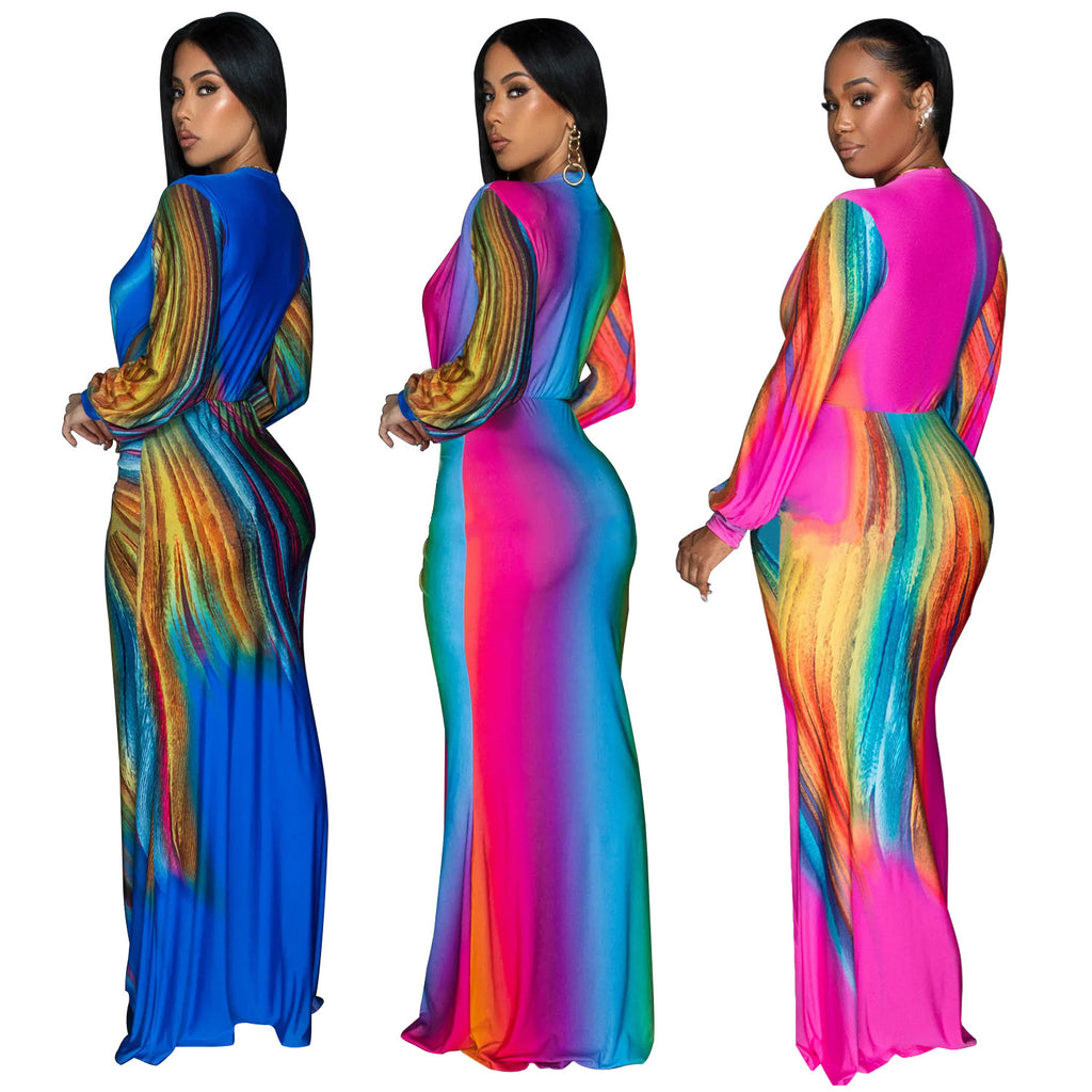 Women's Fashion Wear Pleated Color Matching Casual Dress