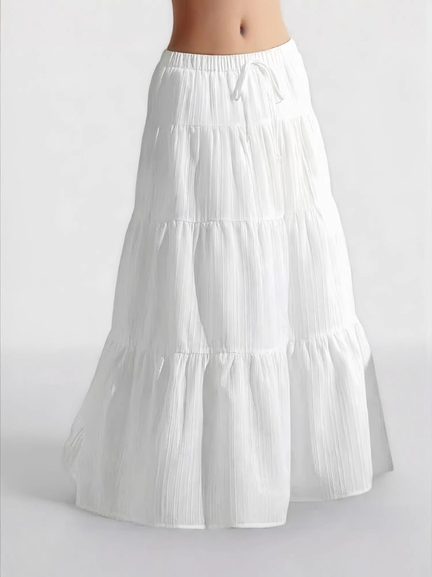 Women's White Elegant Large Swing Loose Long Skirts