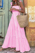 Women's Summer Fashion Loose Temperament Long Striped Dress