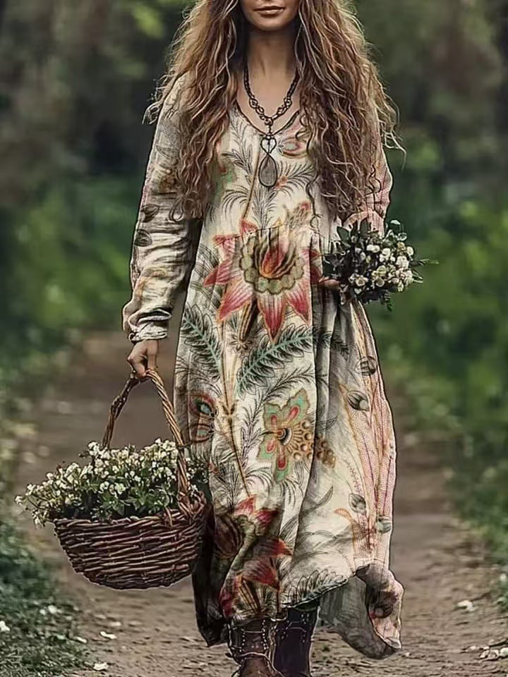 Women's Spring Printed Long-sleeved Other Elegant Dress