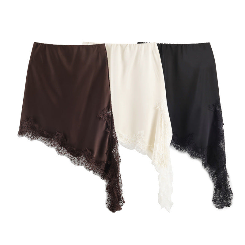 Women's Spring Fashion Sexy Hot Asymmetric Lace Skirt