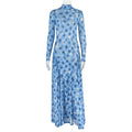 Women's Printed Tight Waist Slimming A- Line Turtleneck Print Skirts