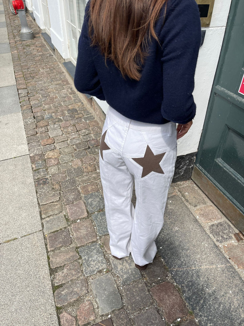 Hot Back Five-pointed Star Color Contrast Women's Jeans