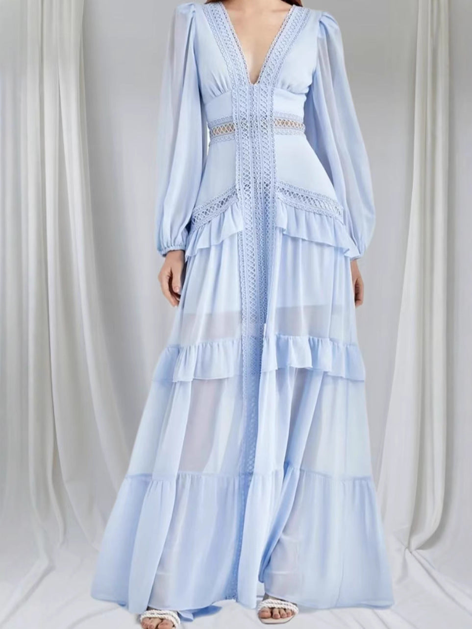 Cool Women's Elegant Stitching Long Sleeve Dress