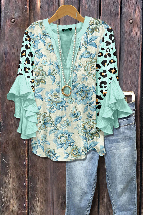 Women's Creative Floral Element Printing Digital Casual Trend Lotus Clothing