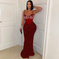 Women's Veet Sequined Party Rhinestone Strap Sheath Dress