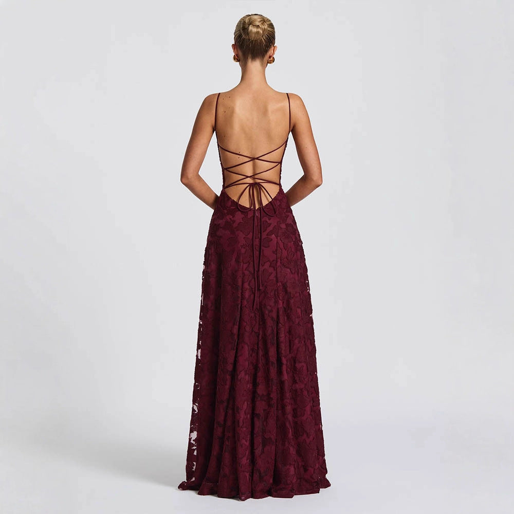 Women's Fashion Hot Style Wine Red Sexy Dress