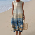 Women's Printed Round Neck Pullover Fashion Casual Dress